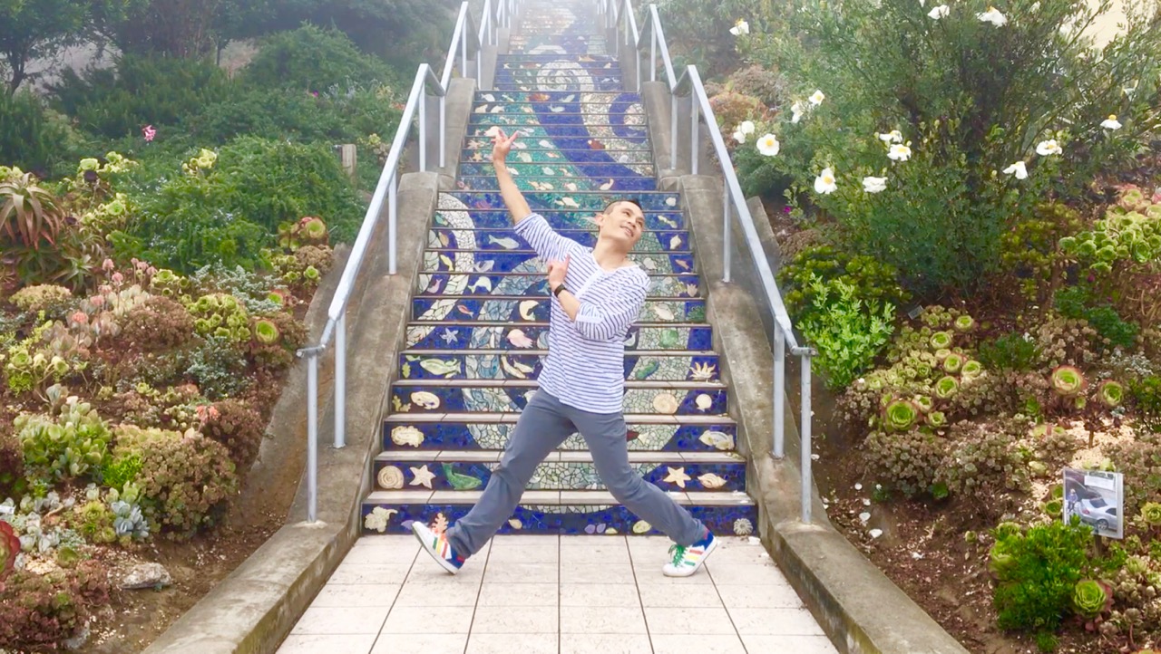 Dancing at 16th ave tile steps
